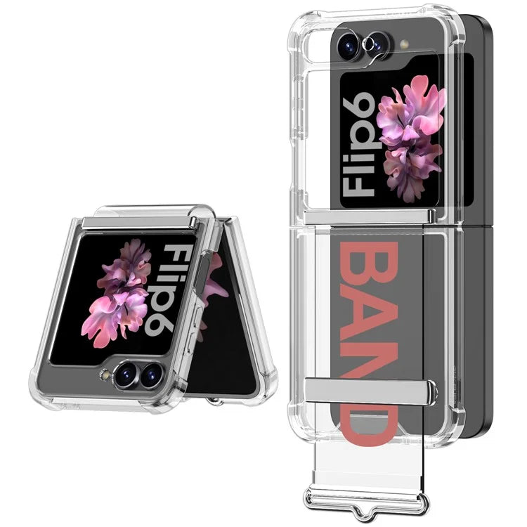 GKK For Samsung Galaxy Z Flip6 5G Case Strap Kickstand Soft TPU+PC Phone Cover