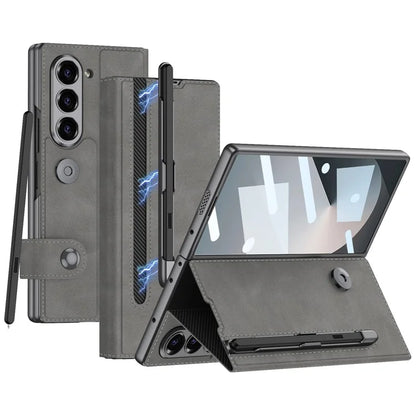 GKK For Samsung Galaxy Z Fold6 5G Case Pencil Slot Stand PC Phone Cover with Screen Film