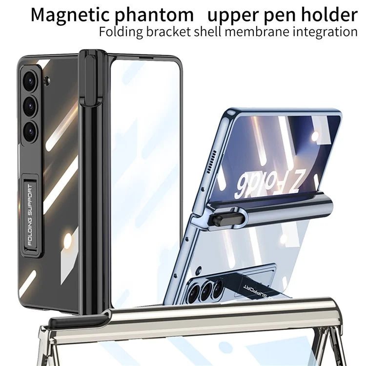 GKK For Samsung Galaxy Z Fold6 5G Case Pencil Slot Kickstand PC Phone Cover with Screen Film