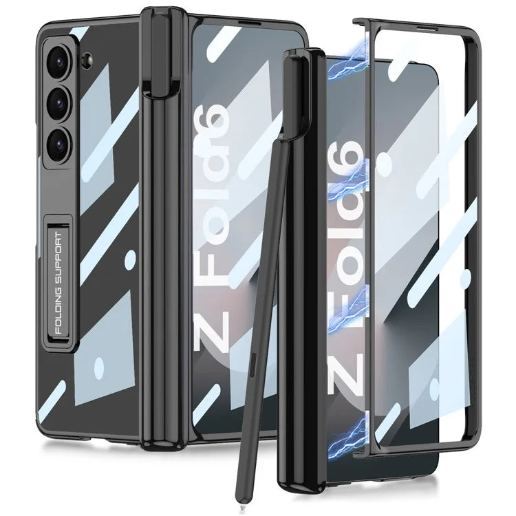 GKK For Samsung Galaxy Z Fold6 5G Case Pencil Slot Kickstand PC Phone Cover with Screen Film