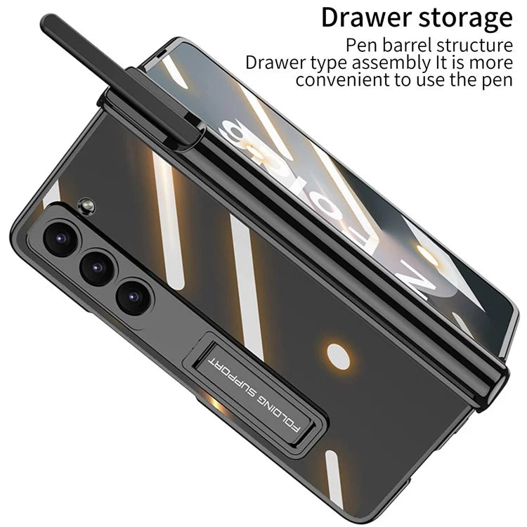 GKK For Samsung Galaxy Z Fold6 5G Case Pencil Slot Kickstand PC Phone Cover with Screen Film