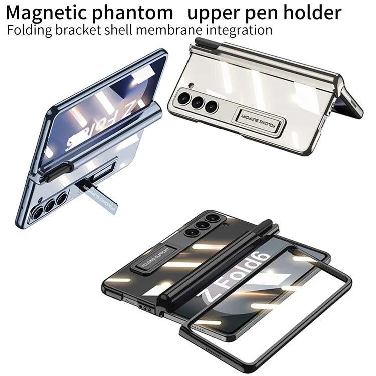 GKK For Samsung Galaxy Z Fold6 5G Case Pencil Slot Kickstand PC Phone Cover with Screen Film
