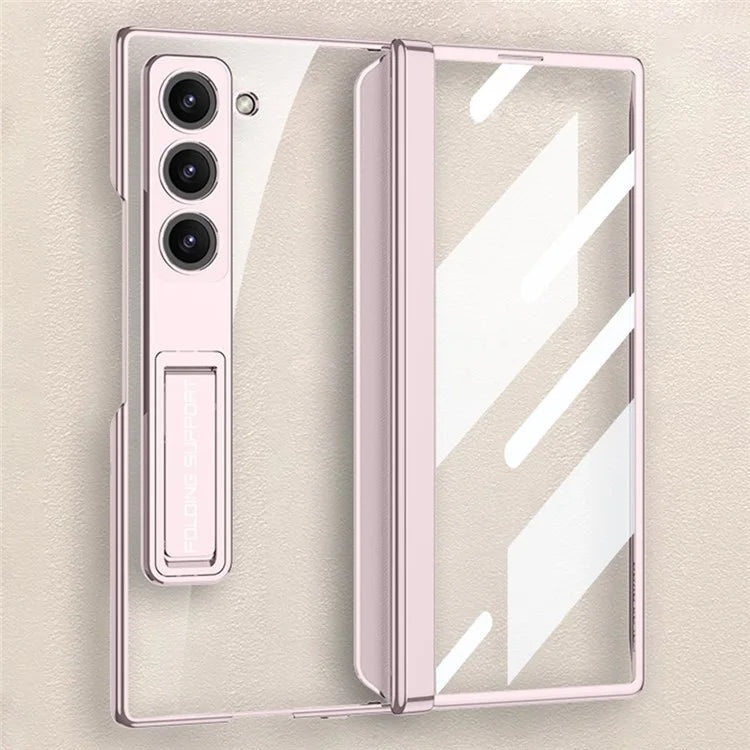 GKK For Samsung Galaxy Z Fold6 5G Clear Case Kickstand PC Phone Cover with Screen Film