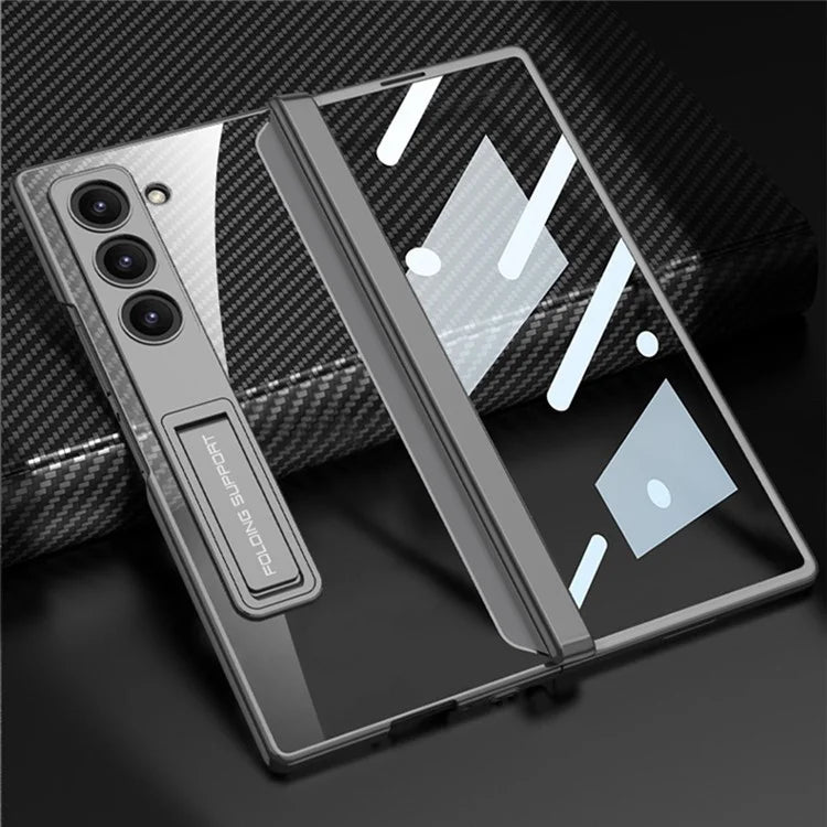 GKK For Samsung Galaxy Z Fold6 5G Clear Case Kickstand PC Phone Cover with Screen Film