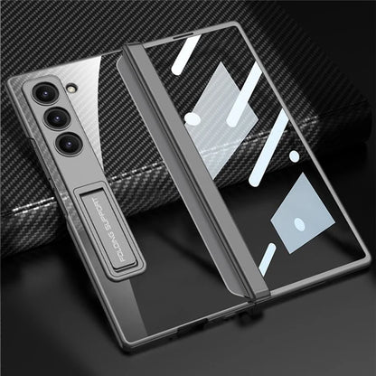 GKK For Samsung Galaxy Z Fold6 5G Clear Case Kickstand PC Phone Cover with Screen Film
