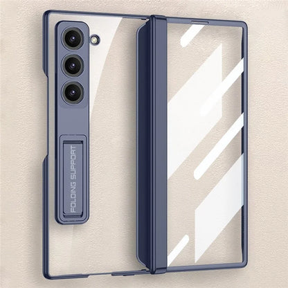 GKK For Samsung Galaxy Z Fold6 5G Clear Case Kickstand PC Phone Cover with Screen Film