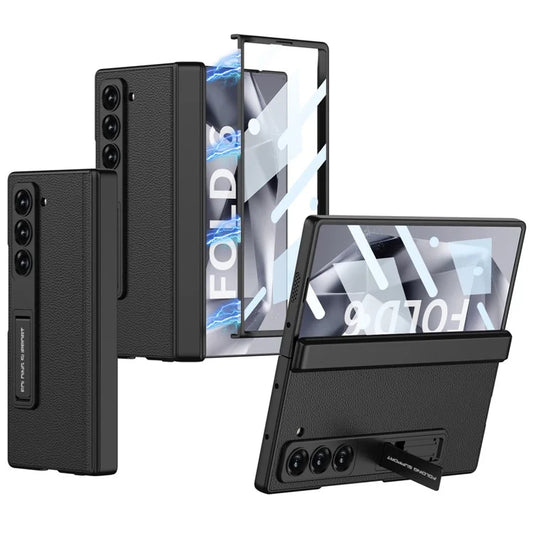 GKK For Samsung Galaxy Z Fold6 5G Case Kickstand PC+PU Phone Cover with Screen Film