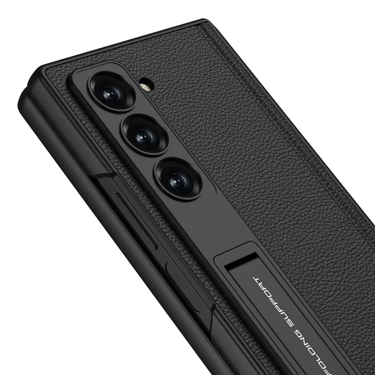 GKK For Samsung Galaxy Z Fold6 5G Case Kickstand PC+PU Phone Cover with Screen Film