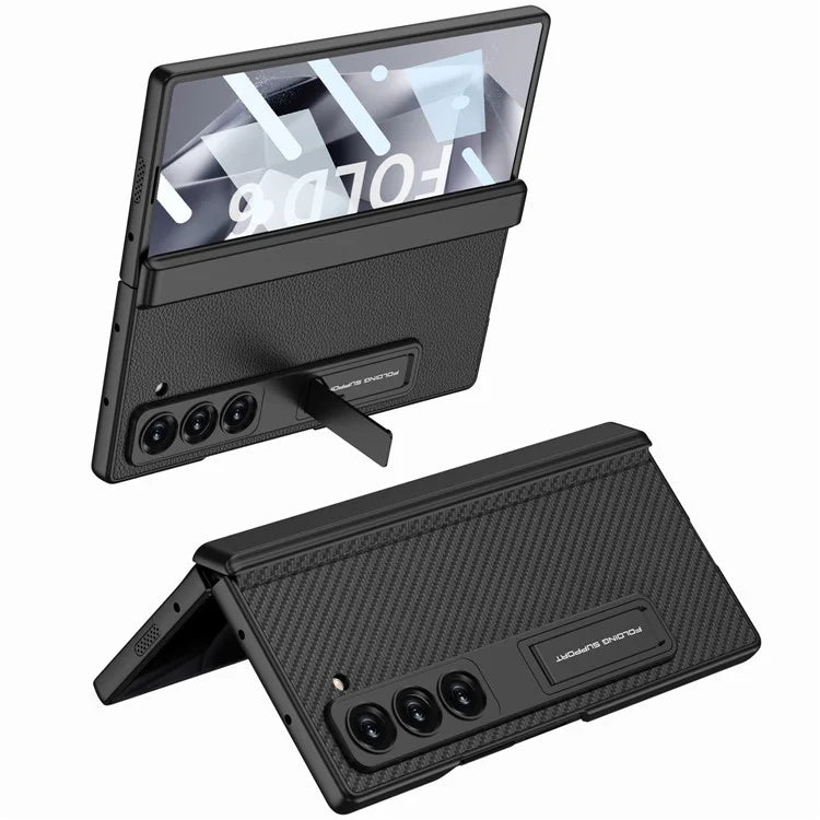 GKK For Samsung Galaxy Z Fold6 5G Case Kickstand PC+PU Phone Cover with Screen Film