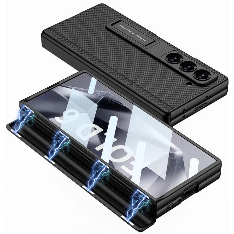 GKK For Samsung Galaxy Z Fold6 5G Case Kickstand PC+PU Phone Cover with Screen Film