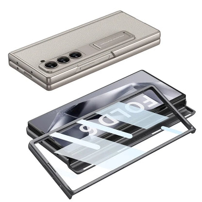 GKK For Samsung Galaxy Z Fold6 5G Case Kickstand PC+PU Phone Cover with Screen Film