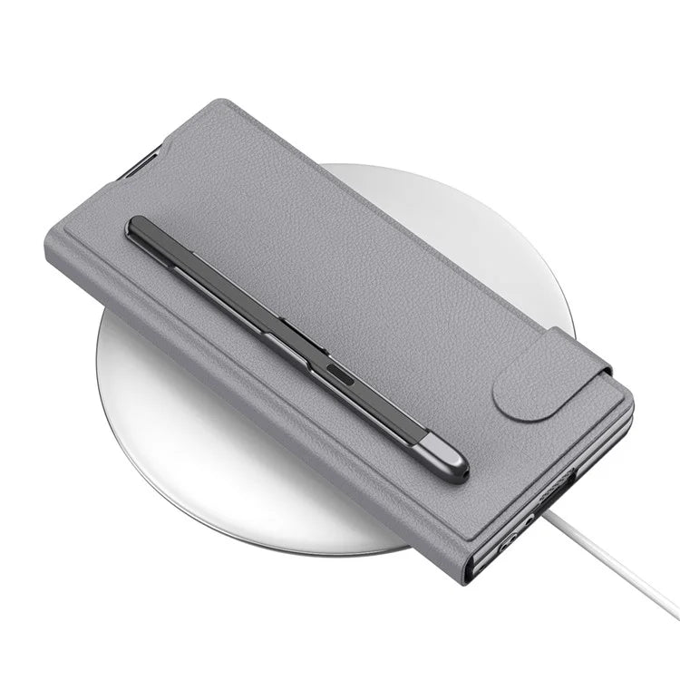GKK For Samsung Galaxy Z Fold6 5G Case Card Slot PC+PU Flip Phone Cover with Screen Film, Stylus
