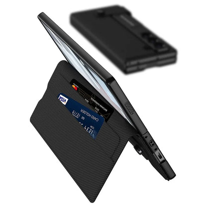 GKK For Samsung Galaxy Z Fold6 5G Case Card Slot PC+PU Flip Phone Cover with Screen Film, Stylus