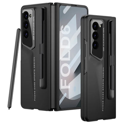 GKK For Samsung Galaxy Z Fold6 5G Case Anti-Drop PC+PU Phone Cover with Screen Film