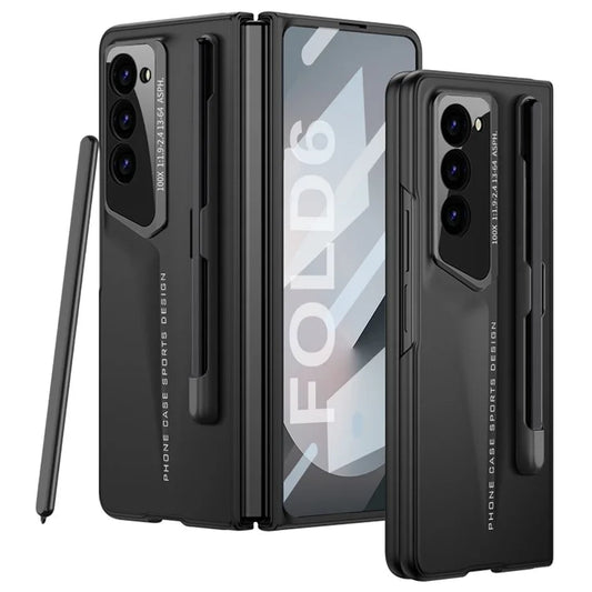 GKK For Samsung Galaxy Z Fold6 5G Case Anti-Drop PC+PU Phone Cover with Screen Film