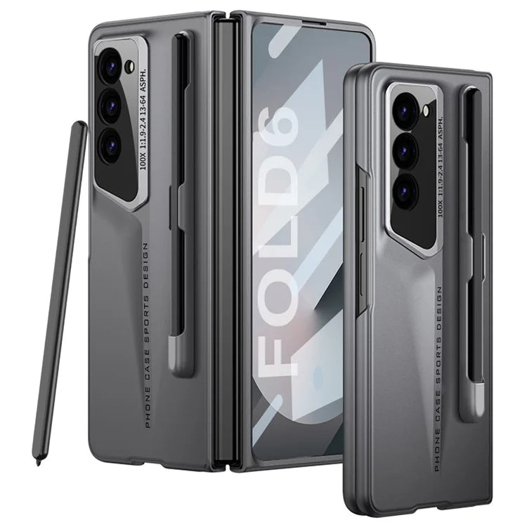 GKK For Samsung Galaxy Z Fold6 5G Case Anti-Drop PC+PU Phone Cover with Screen Film