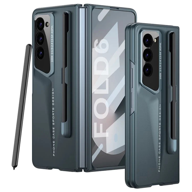 GKK For Samsung Galaxy Z Fold6 5G Case Anti-Drop PC+PU Phone Cover with Screen Film