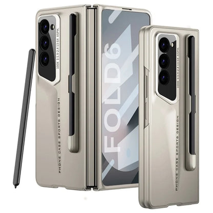 GKK For Samsung Galaxy Z Fold6 5G Case Anti-Drop PC+PU Phone Cover with Screen Film