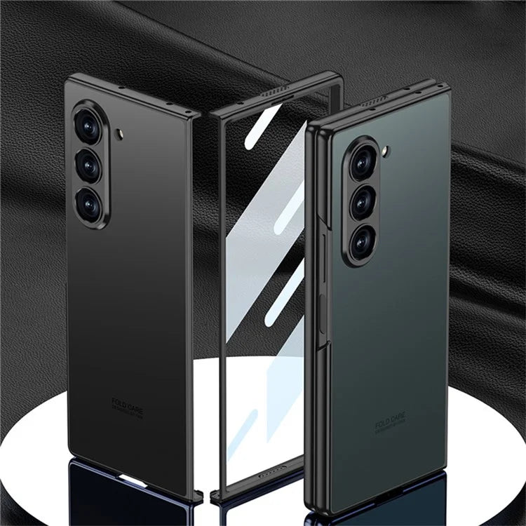 GKK For Samsung Galaxy Z Fold6 5G Case Protective PC+PU Phone Cover with Screen Film