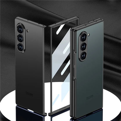 GKK For Samsung Galaxy Z Fold6 5G Case Protective PC+PU Phone Cover with Screen Film