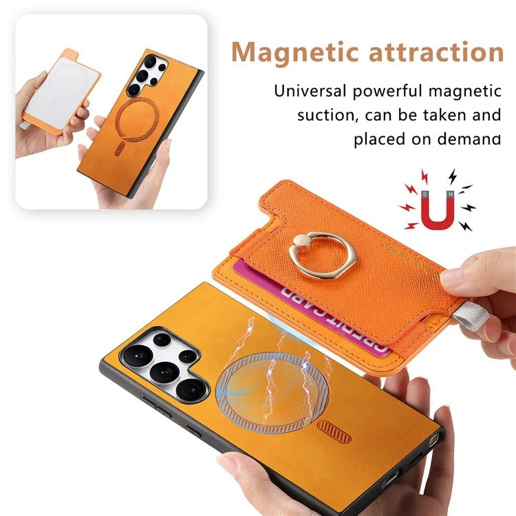 B5 For Samsung Galaxy S24 Ultra Case 2-in-1 Magnetic Detachable Card Holder Leather+TPU Phone Cover