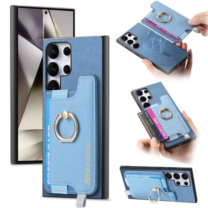 B5 For Samsung Galaxy S24 Ultra Case 2-in-1 Magnetic Detachable Card Holder Leather+TPU Phone Cover