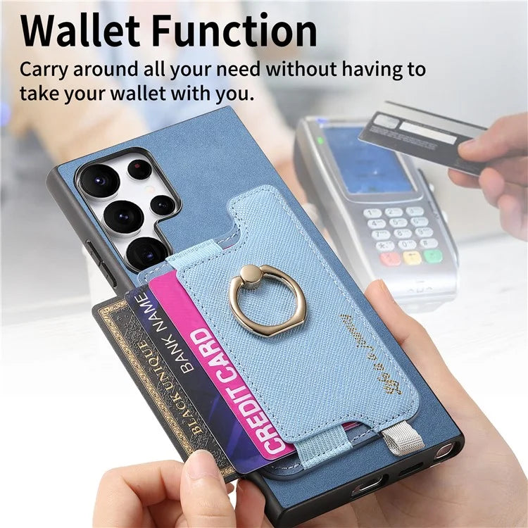 B5 For Samsung Galaxy S24 Ultra Case 2-in-1 Magnetic Detachable Card Holder Leather+TPU Phone Cover