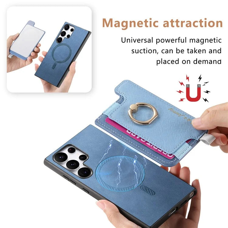 B5 For Samsung Galaxy S24 Ultra Case 2-in-1 Magnetic Detachable Card Holder Leather+TPU Phone Cover