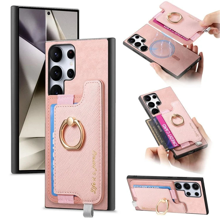 B5 For Samsung Galaxy S24 Ultra Case 2-in-1 Magnetic Detachable Card Holder Leather+TPU Phone Cover