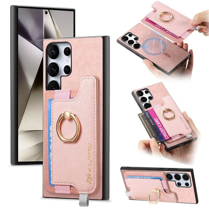 B5 For Samsung Galaxy S24 Ultra Case 2-in-1 Magnetic Detachable Card Holder Leather+TPU Phone Cover