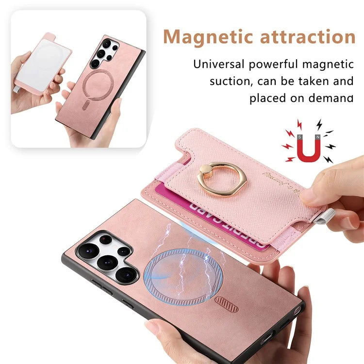 B5 For Samsung Galaxy S24 Ultra Case 2-in-1 Magnetic Detachable Card Holder Leather+TPU Phone Cover