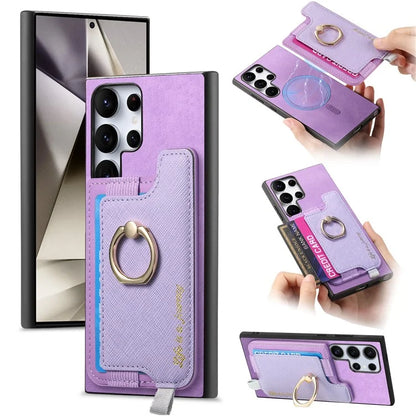 B5 For Samsung Galaxy S24 Ultra Case 2-in-1 Magnetic Detachable Card Holder Leather+TPU Phone Cover