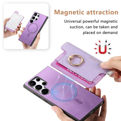 B5 For Samsung Galaxy S24 Ultra Case 2-in-1 Magnetic Detachable Card Holder Leather+TPU Phone Cover
