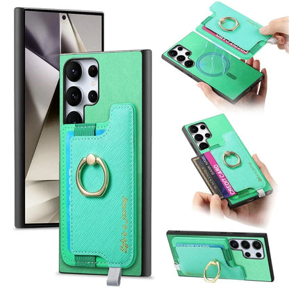 B5 For Samsung Galaxy S24 Ultra Case 2-in-1 Magnetic Detachable Card Holder Leather+TPU Phone Cover