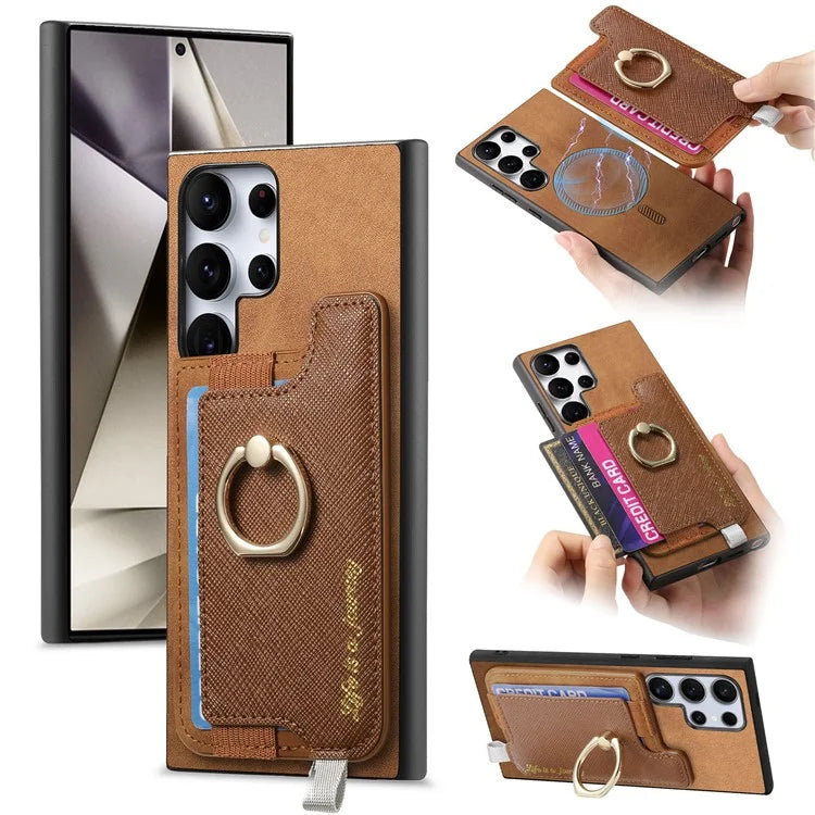 B5 For Samsung Galaxy S24 Ultra Case 2-in-1 Magnetic Detachable Card Holder Leather+TPU Phone Cover