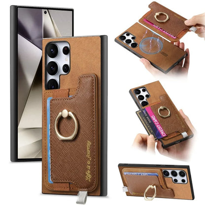 B5 For Samsung Galaxy S24 Ultra Case 2-in-1 Magnetic Detachable Card Holder Leather+TPU Phone Cover