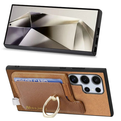 B5 For Samsung Galaxy S24 Ultra Case 2-in-1 Magnetic Detachable Card Holder Leather+TPU Phone Cover