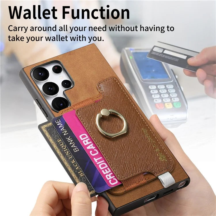 B5 For Samsung Galaxy S24 Ultra Case 2-in-1 Magnetic Detachable Card Holder Leather+TPU Phone Cover