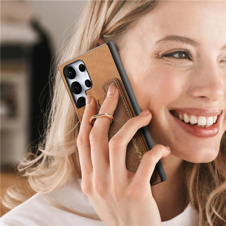 B5 For Samsung Galaxy S24 Ultra Case 2-in-1 Magnetic Detachable Card Holder Leather+TPU Phone Cover