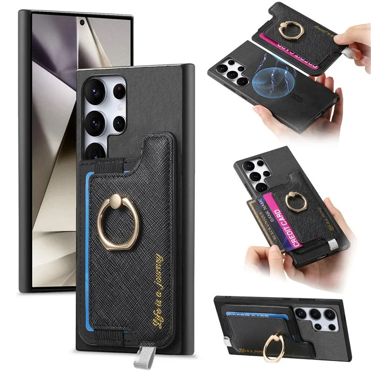 B5 For Samsung Galaxy S24 Ultra Case 2-in-1 Magnetic Detachable Card Holder Leather+TPU Phone Cover