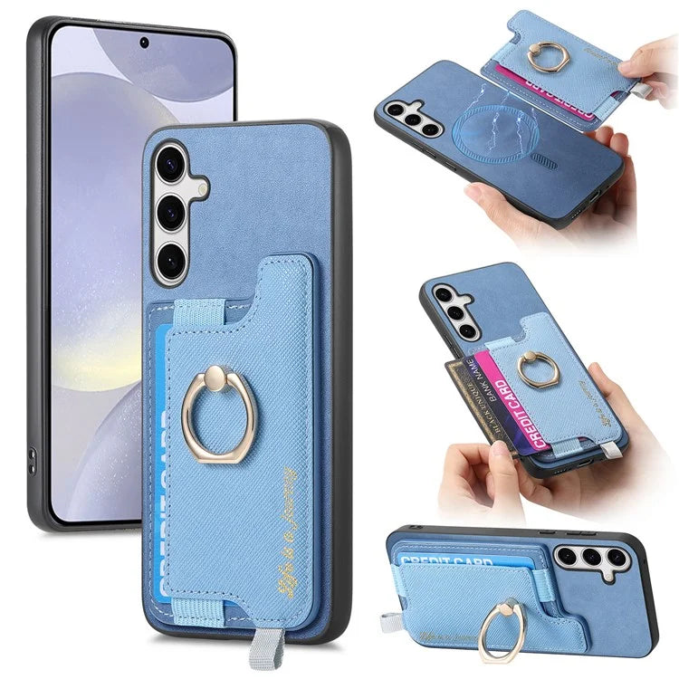 B5 For Samsung Galaxy S24+ Case 2-in-1 Magnetic Detachable Card Holder Leather+TPU Phone Cover