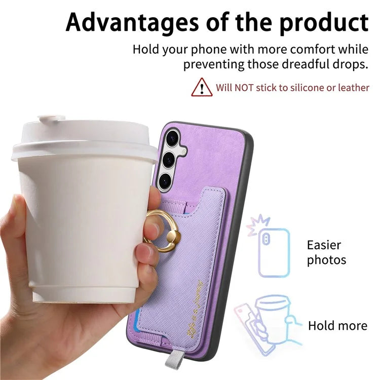 B5 For Samsung Galaxy S24+ Case 2-in-1 Magnetic Detachable Card Holder Leather+TPU Phone Cover