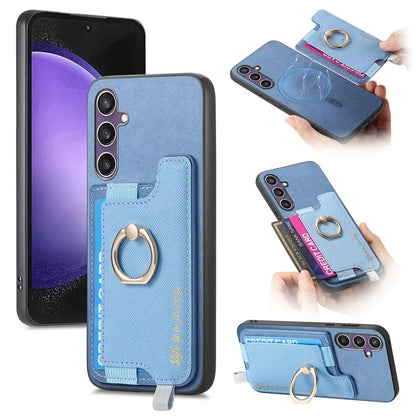 B5 For Samsung Galaxy S23 FE Case 2-in-1 Magnetic Detachable Card Holder Leather+TPU Phone Cover