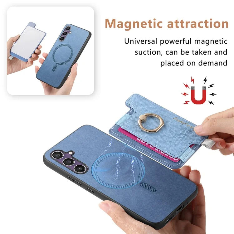 B5 For Samsung Galaxy S23 FE Case 2-in-1 Magnetic Detachable Card Holder Leather+TPU Phone Cover