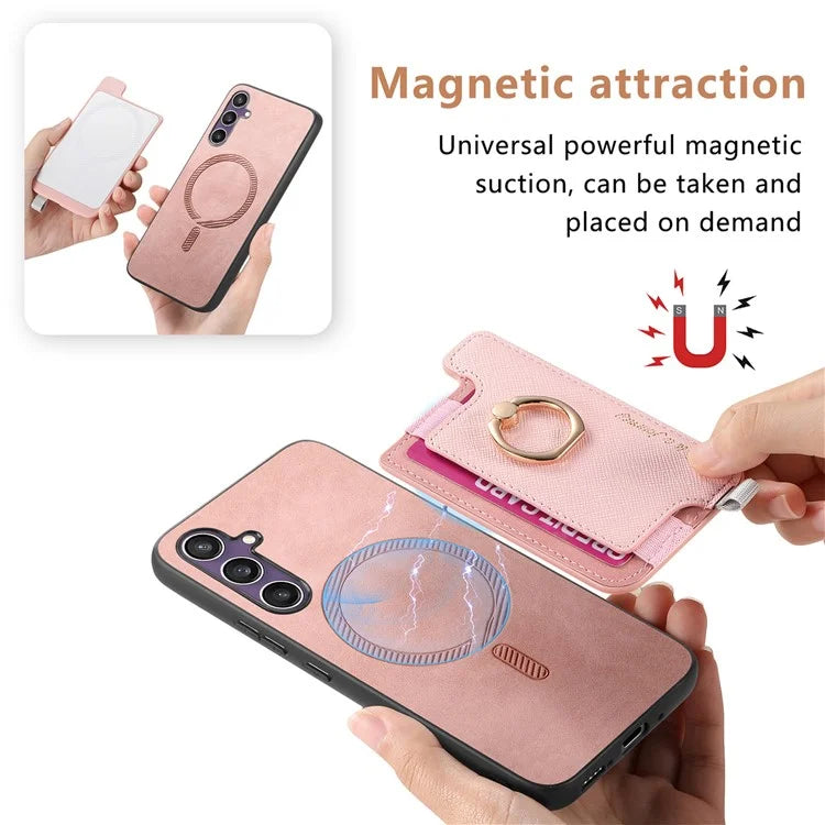 B5 For Samsung Galaxy S23 FE Case 2-in-1 Magnetic Detachable Card Holder Leather+TPU Phone Cover