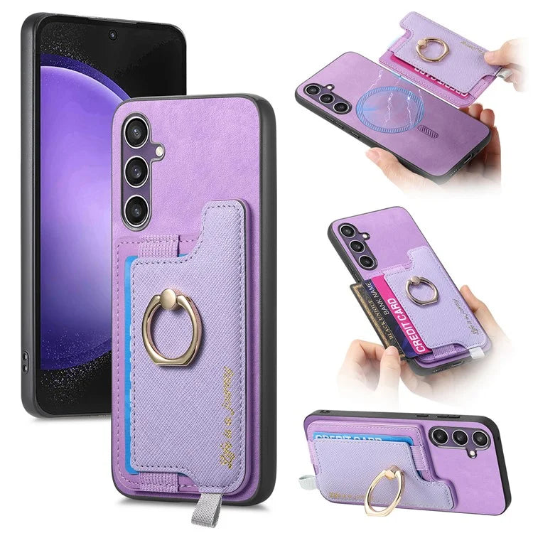B5 For Samsung Galaxy S23 FE Case 2-in-1 Magnetic Detachable Card Holder Leather+TPU Phone Cover
