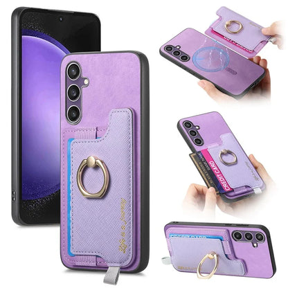B5 For Samsung Galaxy S23 FE Case 2-in-1 Magnetic Detachable Card Holder Leather+TPU Phone Cover