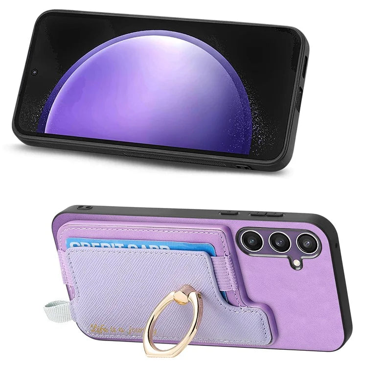 B5 For Samsung Galaxy S23 FE Case 2-in-1 Magnetic Detachable Card Holder Leather+TPU Phone Cover