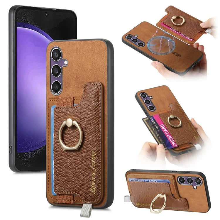 B5 For Samsung Galaxy S23 FE Case 2-in-1 Magnetic Detachable Card Holder Leather+TPU Phone Cover