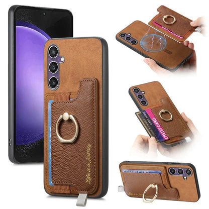 B5 For Samsung Galaxy S23 FE Case 2-in-1 Magnetic Detachable Card Holder Leather+TPU Phone Cover